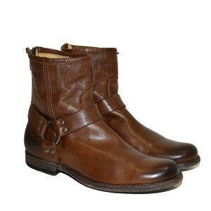 New! Frye 'Phillip Harnes' Moto Biker Short Boot Whiskey Leather Size 8 B CO1